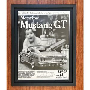 Framed 1966 Ford Mustang GT Motorized Model Toy Car Original Magazine Ad